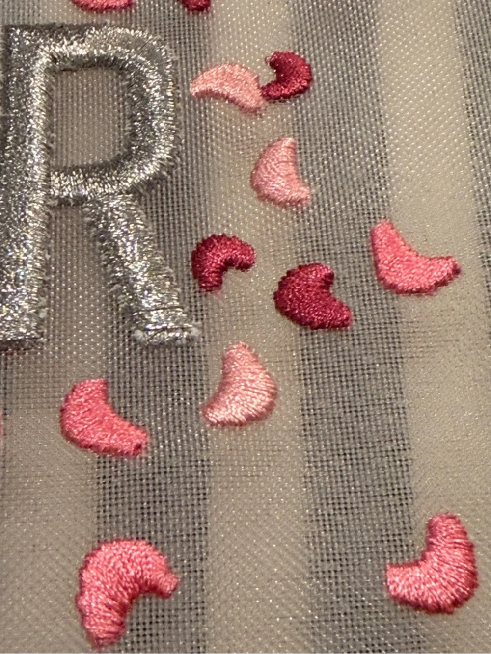 DIOR Beauty White Mesh Pouch with Pink Confetti Embroidery 🌷🌷🌷